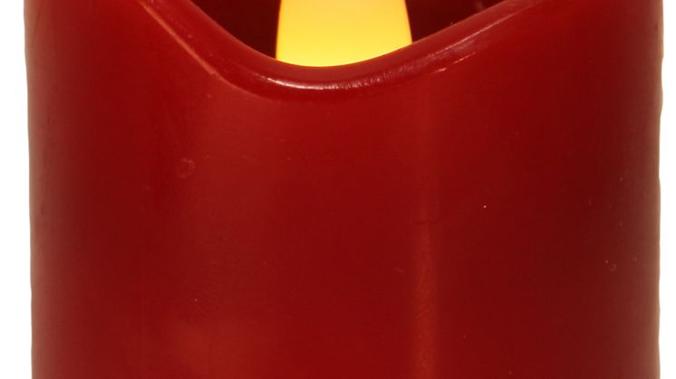 Vaxljus med batteri i 3-pack, frilagd-röd-1st