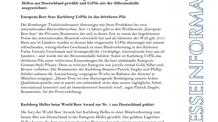 Presseinformation Awards für Helles und UrPils
