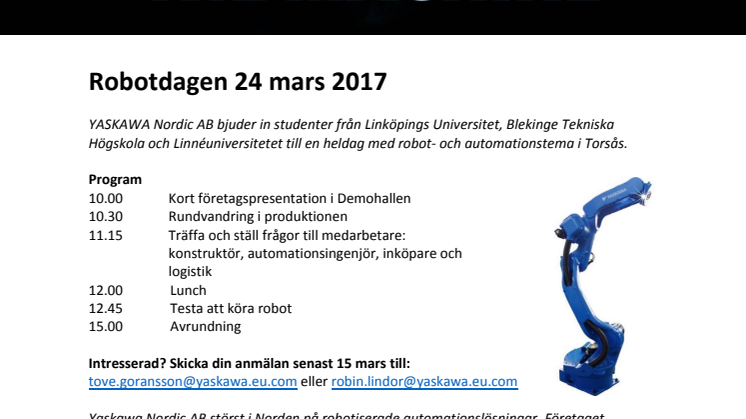 Robotdagen 24 mars 2017