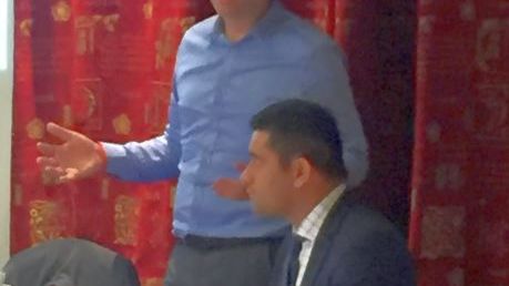 Council leader Rishi Shori and Mayor Andy Burnham address today's Prestwich regeneration summit 