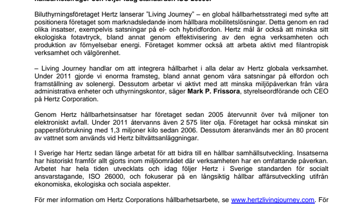 Hertz lanserar global hållbarhetsstrategi