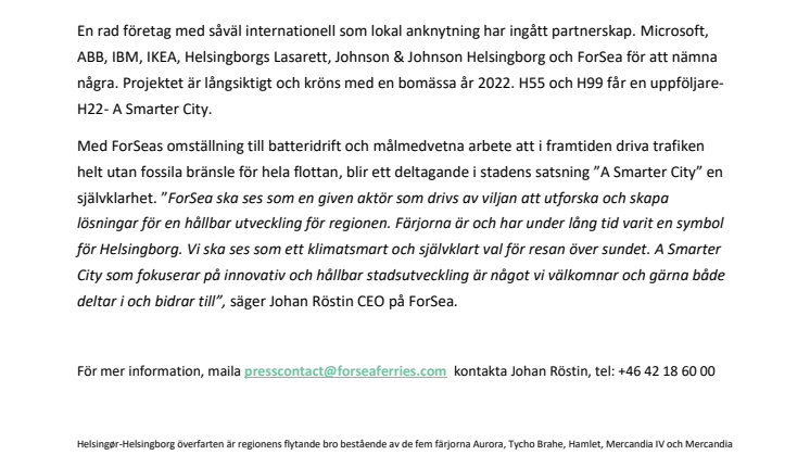 ForSea välkomnar Helsingborgs stads satsning "A smarter city" och ingår partnerskap.