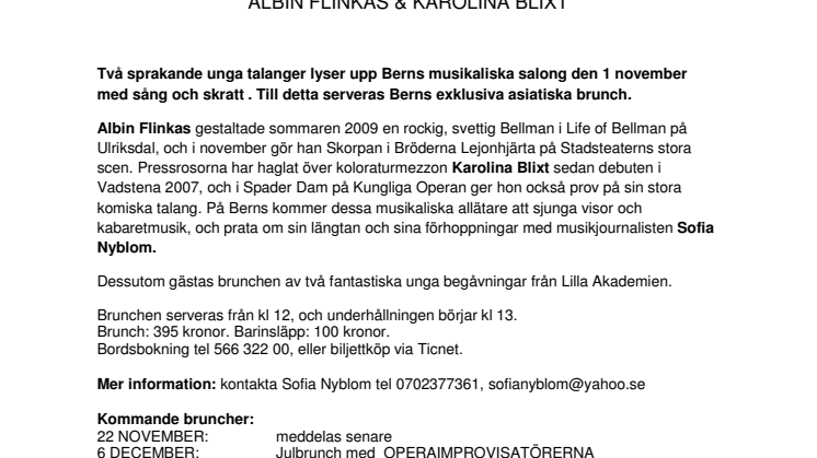 Asiatisk brunch med Albin Flinkas & Karolina Blixt på Berns