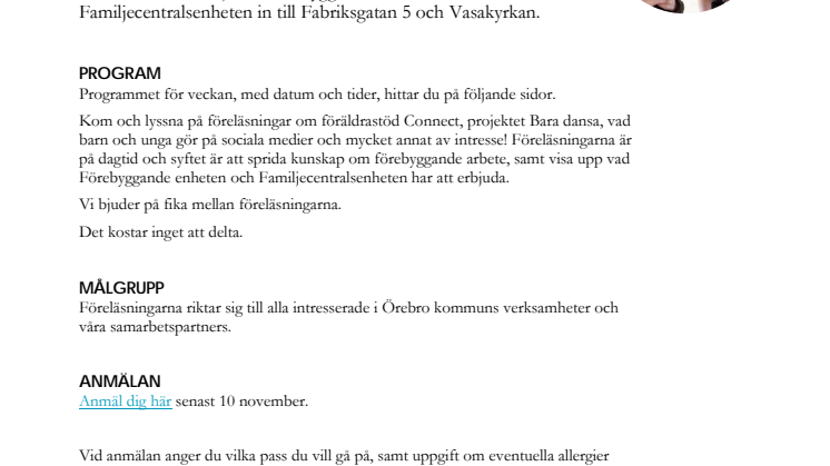 Inbjudan - temavecka om socialtjänstens förebyggande arbete 2017
