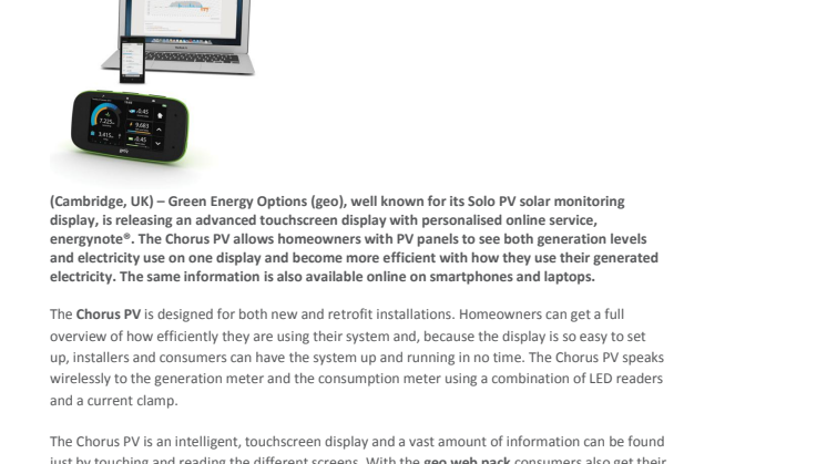 New PV generation and consumption monitoring system from geo