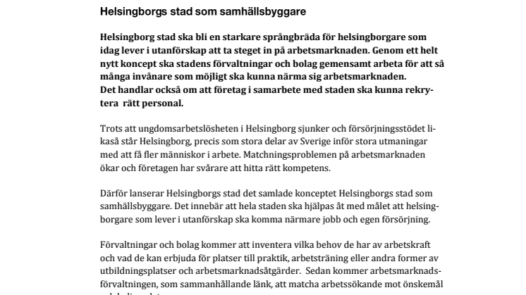 ​Helsingborgs stad som samhällsbyggare