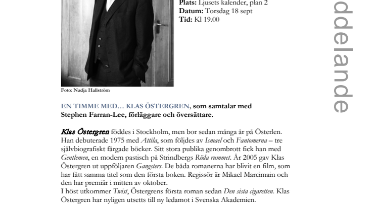 Klas Östergren till Stadsbiblioteket i Malmö