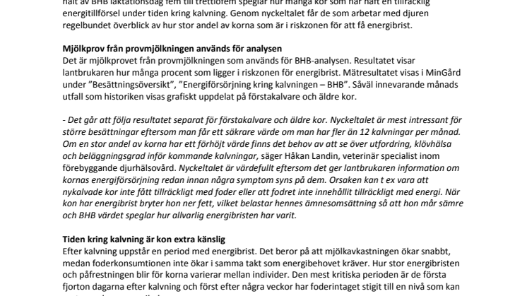 Energiförsörjning kring kalvning - nytt nyckeltal i MinGård® 