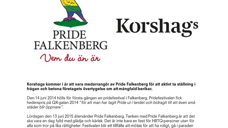 Korshags är medarrangör av Pride Falkenberg 