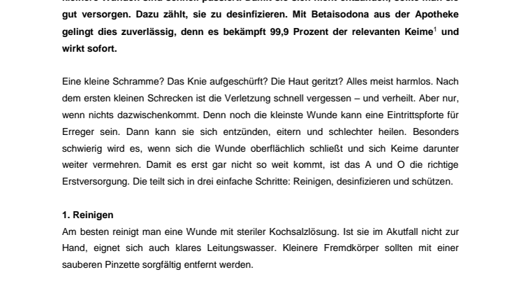 Richtige Wundversorgung in drei Schritten