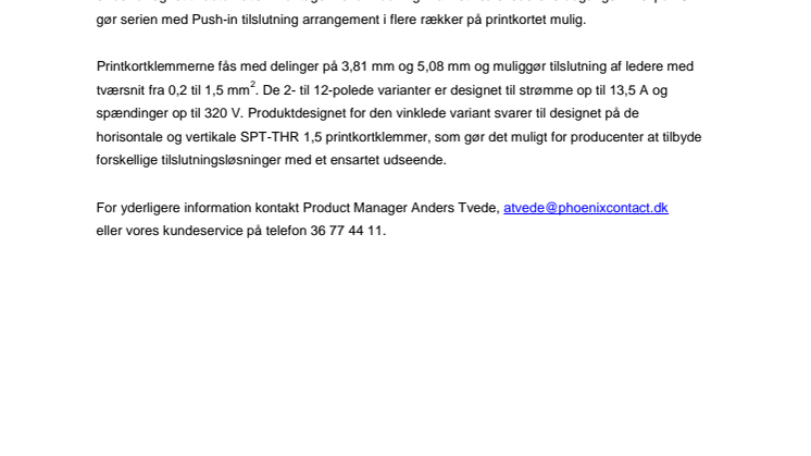 Vinklede printkortklemmer til THR-processer