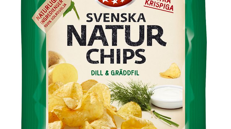 Svenska Naturchips Dill & Gräddfil Naturliga ingredienser