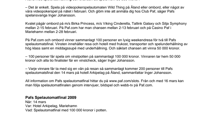 Vinn 50 000 kronor i Pafs spelautomatfinal
