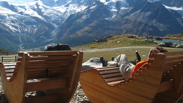 Wellness- und Genussweg auf der Alp Kreuzboden in Saas Fee (Wallis)