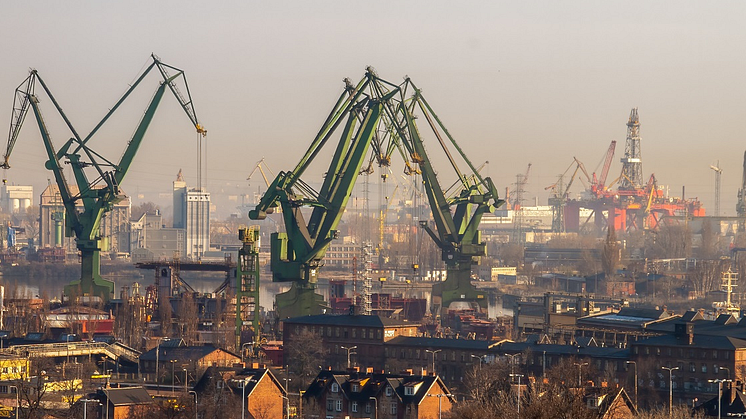 View of the harbour from the Millennium Cross in Gdańsk.