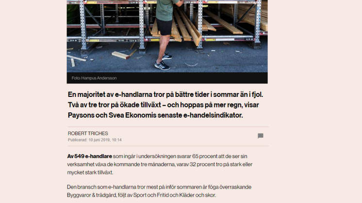 E-handlarna hoppas på regnig sommar - tror på tillväxt