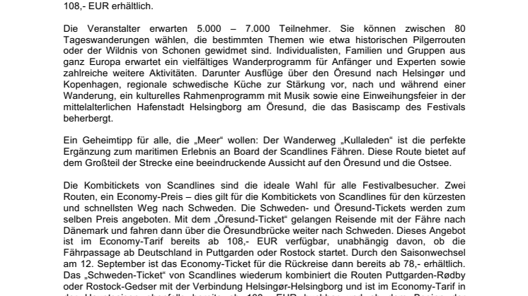 Natur & Meer: Mit Scandlines zum größten Wanderfestival Europas nach Südschweden