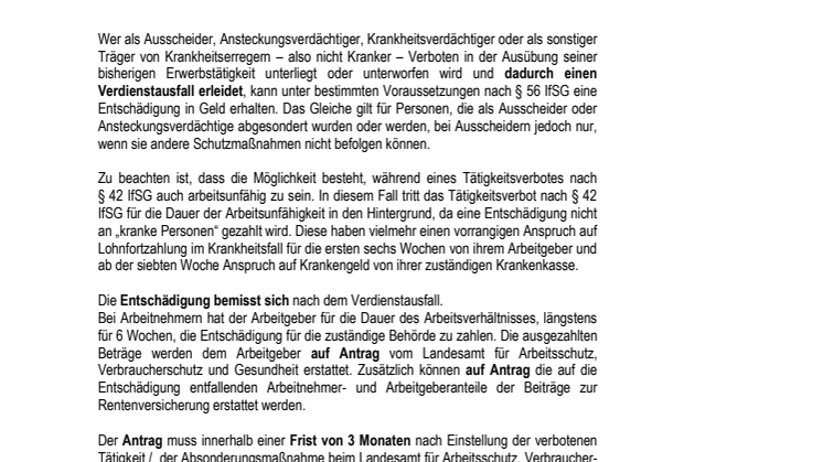 Merkblatt Verdienstausfallentschädigung