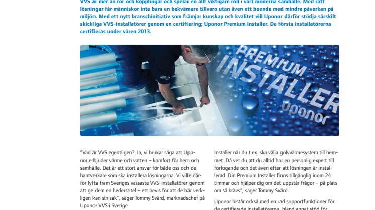 Uponor Premium Installer: Ny kvalitetsstämpel för Sveriges vassaste VVS-installatörer