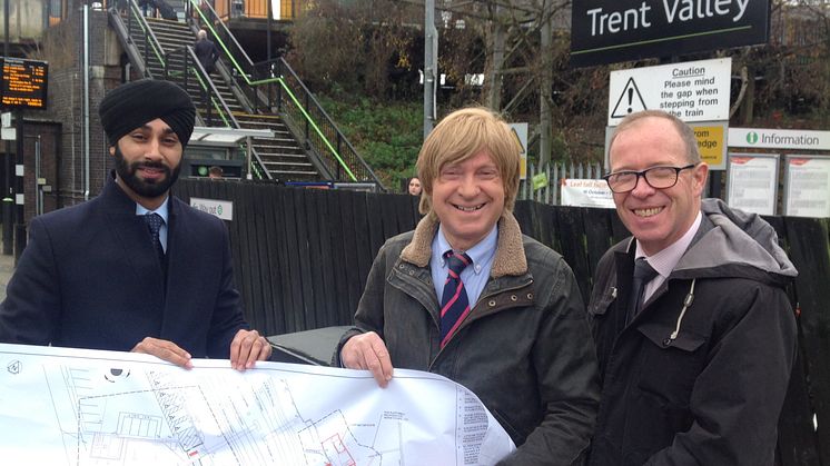 L-R  Harpreet Singh-Moore (Network Rail), Michael Fabricant MP & Richard Brooks (West Midlands Railway)