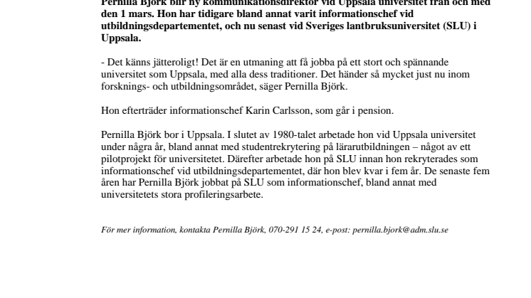 Pernilla Björk blir ny kommunikationsdirektör vid Uppsala universitet