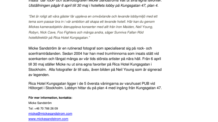 Neil Young hänger i lobbyn på Rica Hotel Kungsgatan