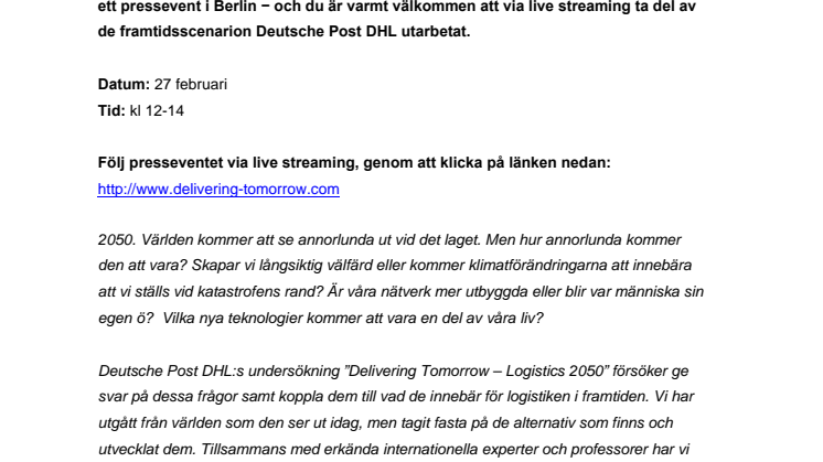 Pressinbjudan - Hur ser världen ut 2050?