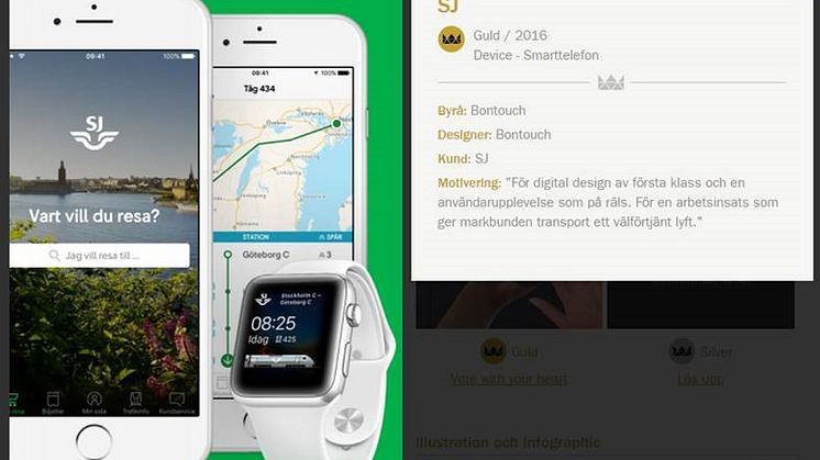 SJs mobilapp vann Svenska Designpriset 2016