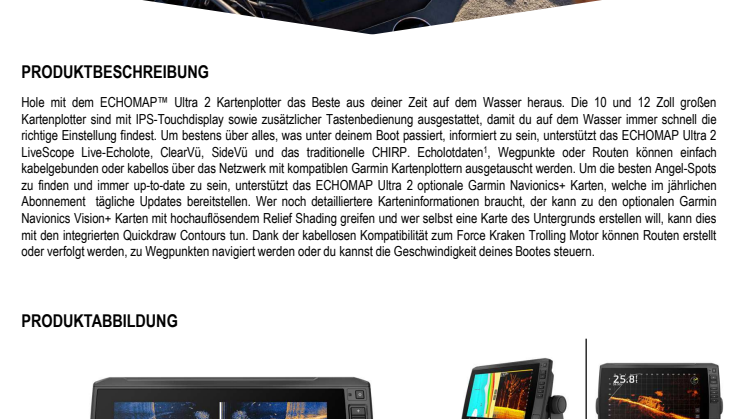 Datenblatt Garmin ECHOMAP Ultra 2