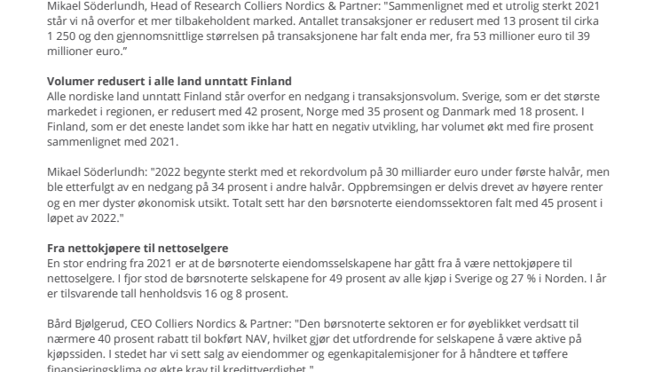 Sterkt nordisk transakjonsvolum i 2022 på tross av en nedgang på 31%.pdf