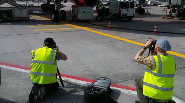The Cavotec film crew at Frankfurt Airport.