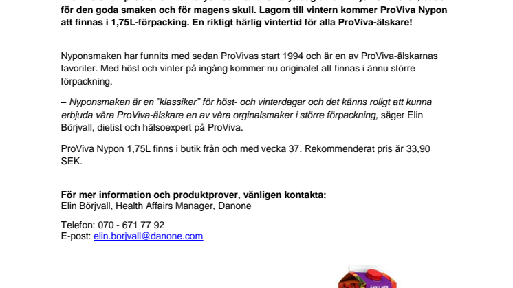 Mer vintermys med ProViva Nypon - Nu i ännu större förpackning!