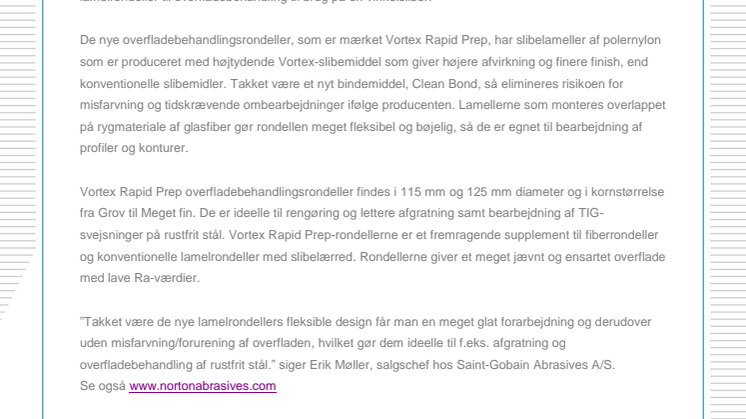 Nye lamelrondeller til overfladebehandling med en vinkelsliber 