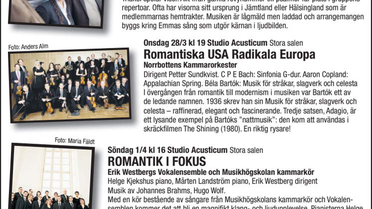 Konsertprogram våren 2012