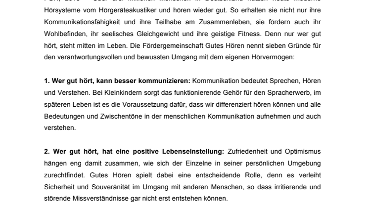 Wer gut hört... gute Gründe für Hörsysteme vom Hörgeräteakustiker