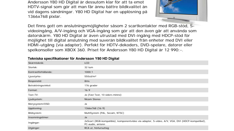 Nyhet från NetOnNet - TV med inbyggd digital-mottagare