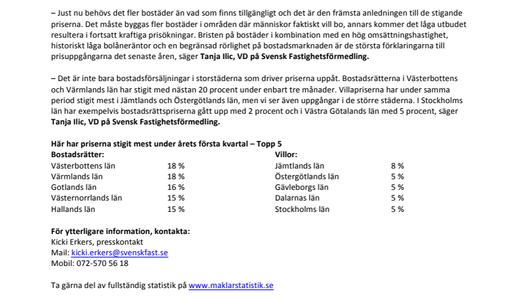 Kommentar till Svensk Mäklarstatistik: ”Bostadsmarknaden börjar återigen få upp farten”