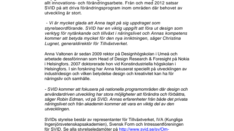 Ny styrelseordförande i SVID