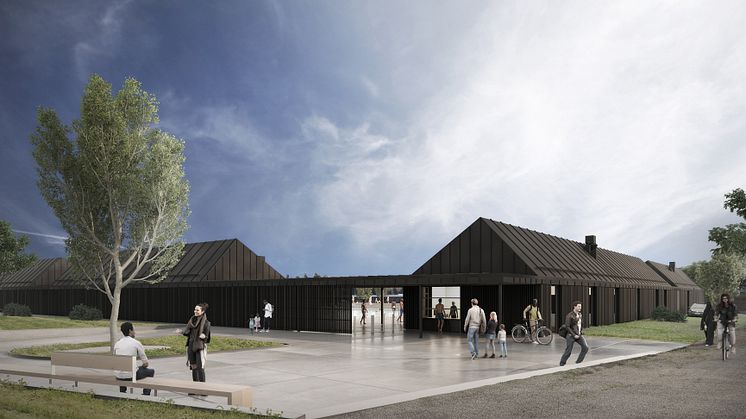 Järvabadet exteriör. Illustration: AIX Arkitekter. 
