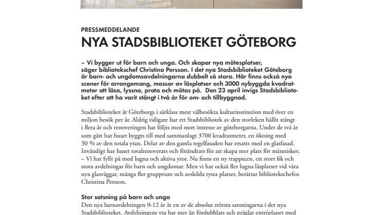 Nya Stadsbiblioteket Göteborg satsar på barn och unga