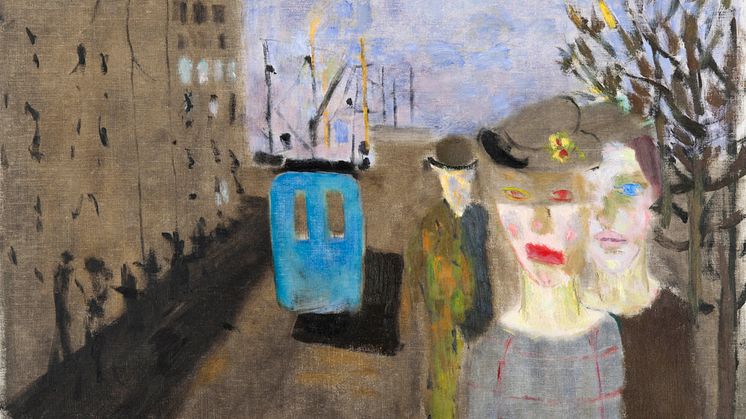 Ragnar Sandberg, Sweden 1902–1972, Blue Bus, 1940, oil on canvas (cropped). Photo: Hossein Sehatlou