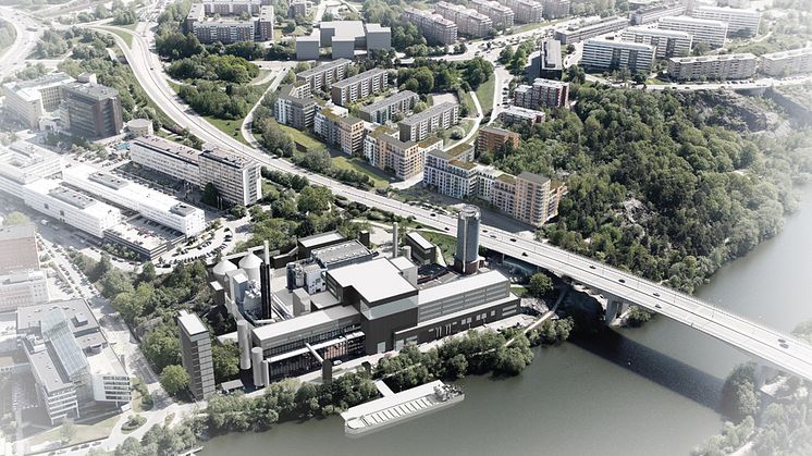 Så här kan det se ut när utvecklingen av Solnaverket och det nya bostadsområdet i Huvudsta är verklighet.