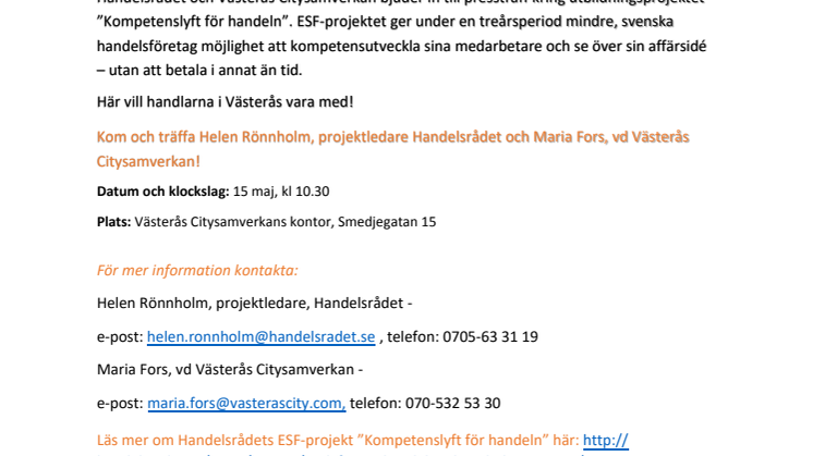 INBJUDAN PRESSTRÄFF: Nu lyfter handelns digitala kompetens!