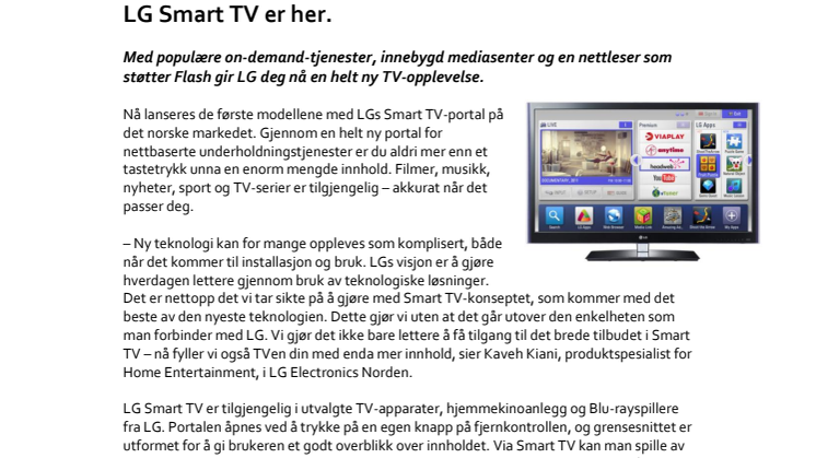 Nettleser, Plex-støtte og lokale premiumtjenester - LG Smart TV er her.