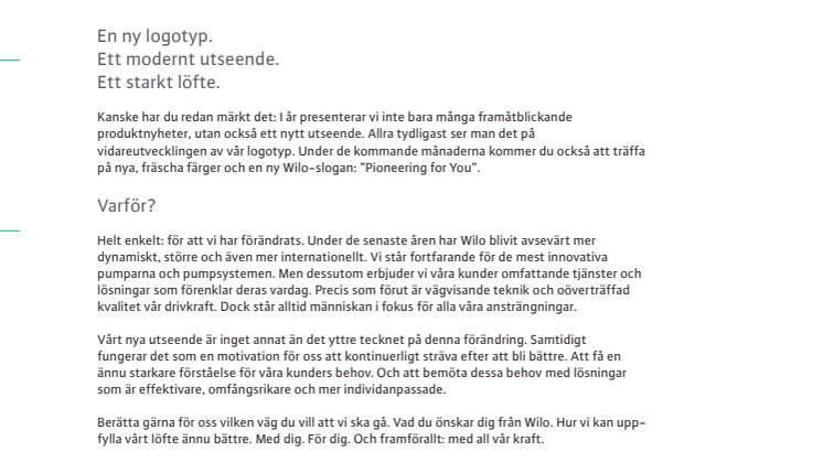 Ny logo och profil för WILO