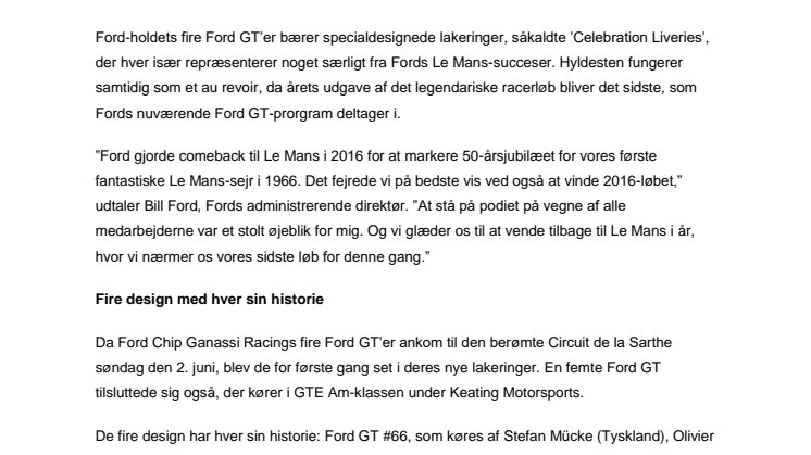 Ford hylder Le Mans-sejre med unikke Ford GT-design