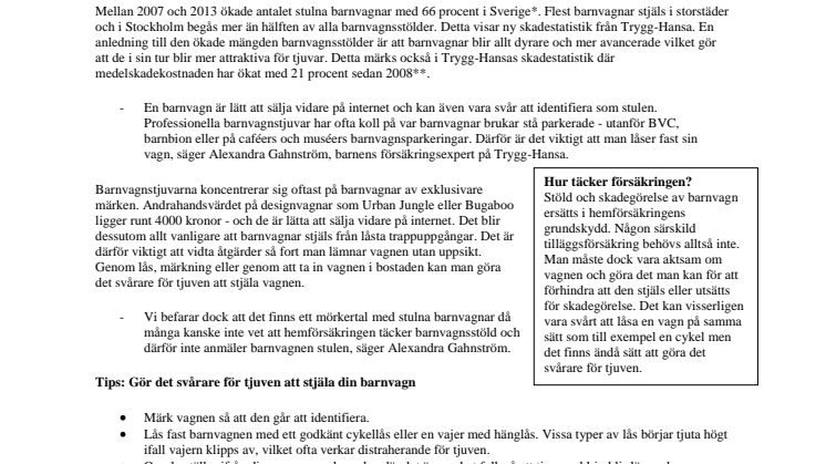 Barnvagnsstölderna har ökat med 66 procent