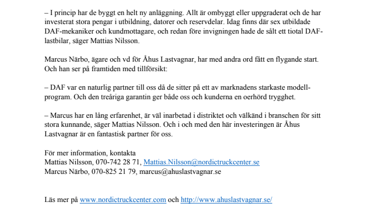Åhus Lastvagnar ny DAF-representant