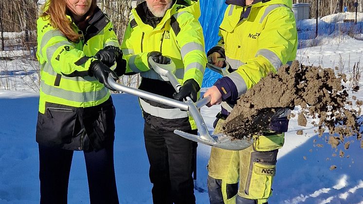 Första spadtaget togs 20 februari för klimatsmarta byggprojektet Furiren i Falun.