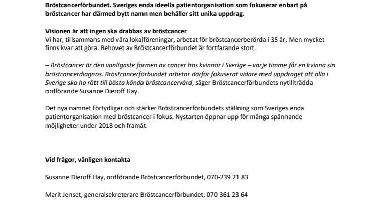 BRO blir Bröstcancerförbundet